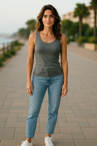 Solid Gray Sleeveless  Top