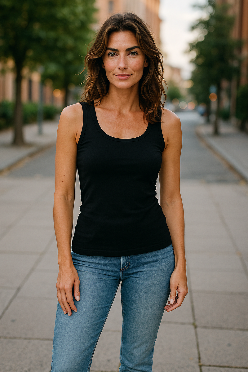 Solid Black  Sleeveless Top