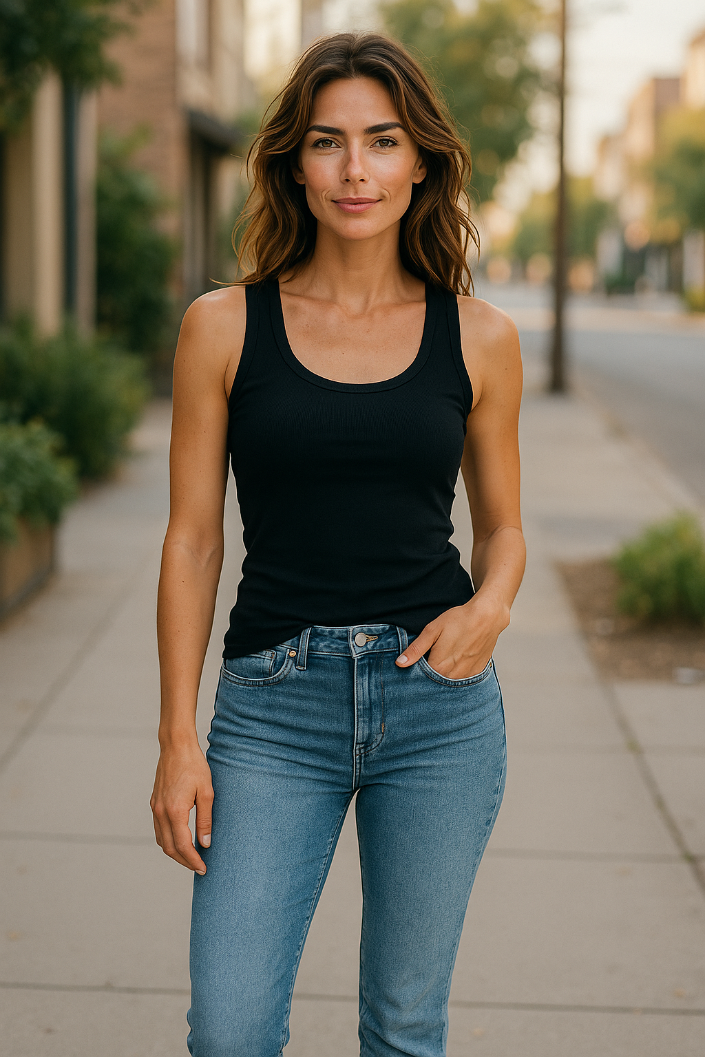 Solid Black  Sleeveless Top