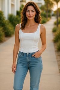 Boat Neck Crop Tank Top