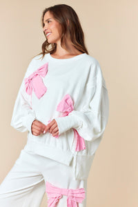 Jogger White With Oversized Pink Bows