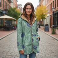 Vintage Hooded Jacket With Floral & Fleece Lining Green