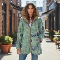 Vintage Hooded Jacket With Floral & Fleece Lining Green