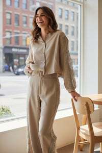 Lace Embellish Top & Pants Set