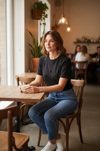 Petal Applique Dimensional Sleeve Shirt Black