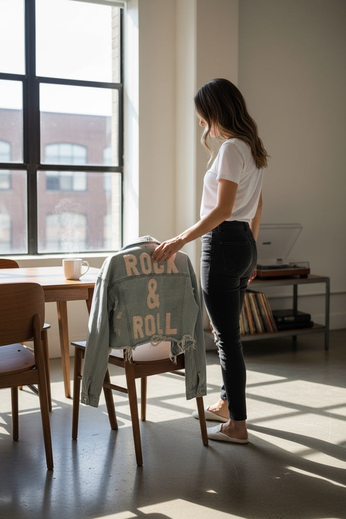 Rock & Roll Cropped Denim Jacket