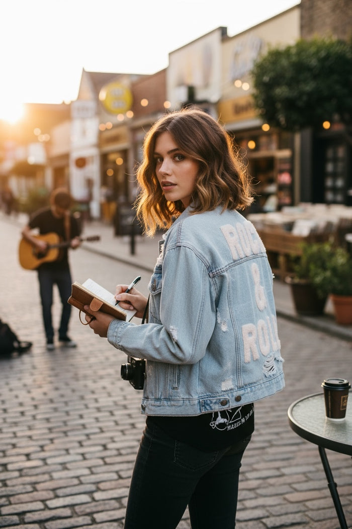 Rock & Roll Cropped Denim Jacket