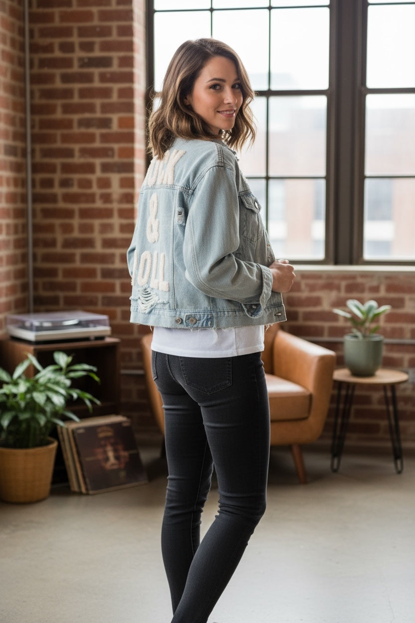 Rock & Roll Cropped Denim Jacket