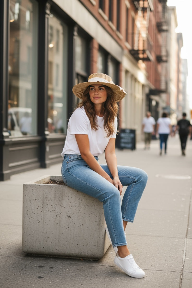 Woven Panama Hat with Bow