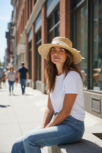 Woven Panama Hat with Bow