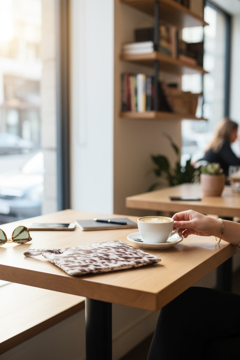 Sandra Clutch Purple White Cowhide