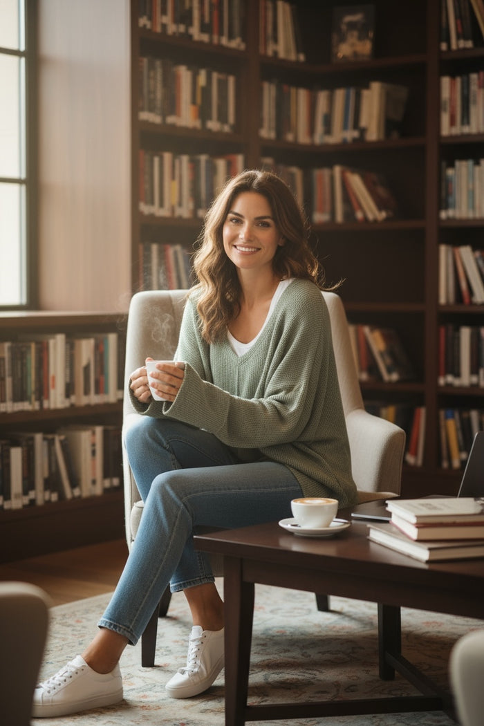 Ruched Long Sleeve Sweater Top Olive Green