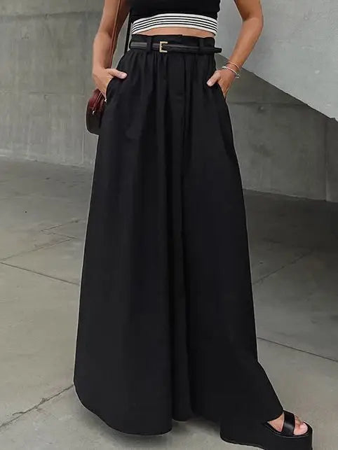 Hem Maxi Skirt Black