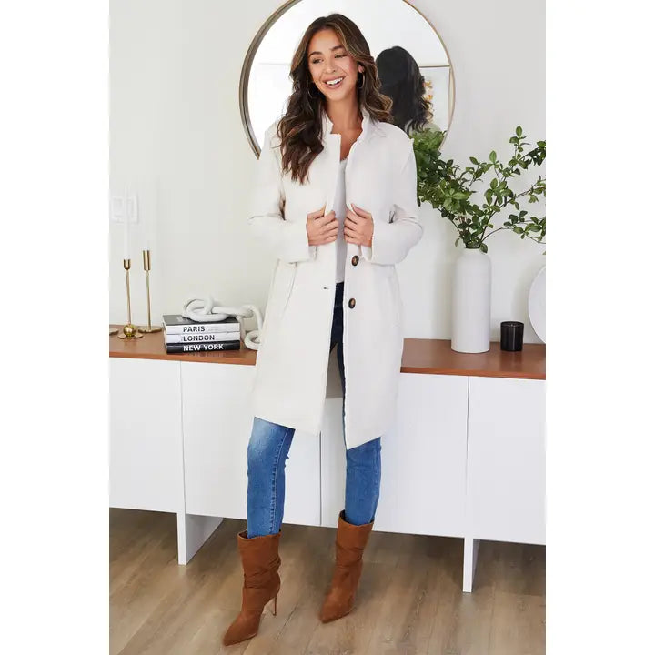 Corduroy Car Coat Off White