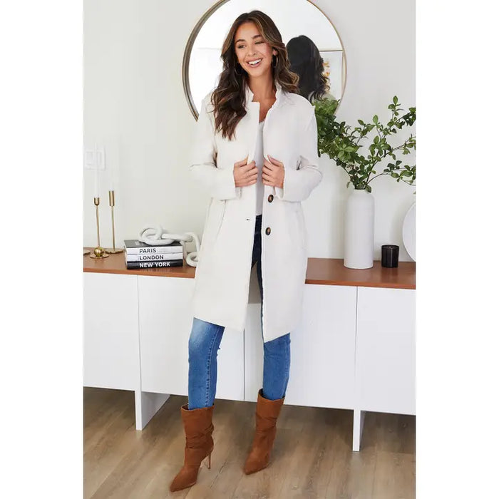 Corduroy Car Coat Off White