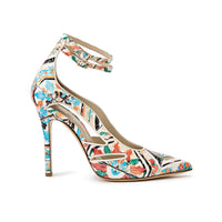 Cut-Out Ankle Strap Heel Maiolica Tile