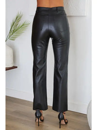 Italian Leather Cargo Pants Side  Pockets black