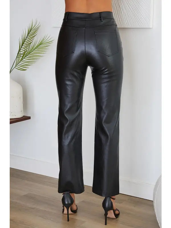 Italian Leather Cargo Pants Side  Pockets black