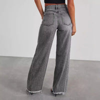 Wide leg Jeans Washed Gray denim