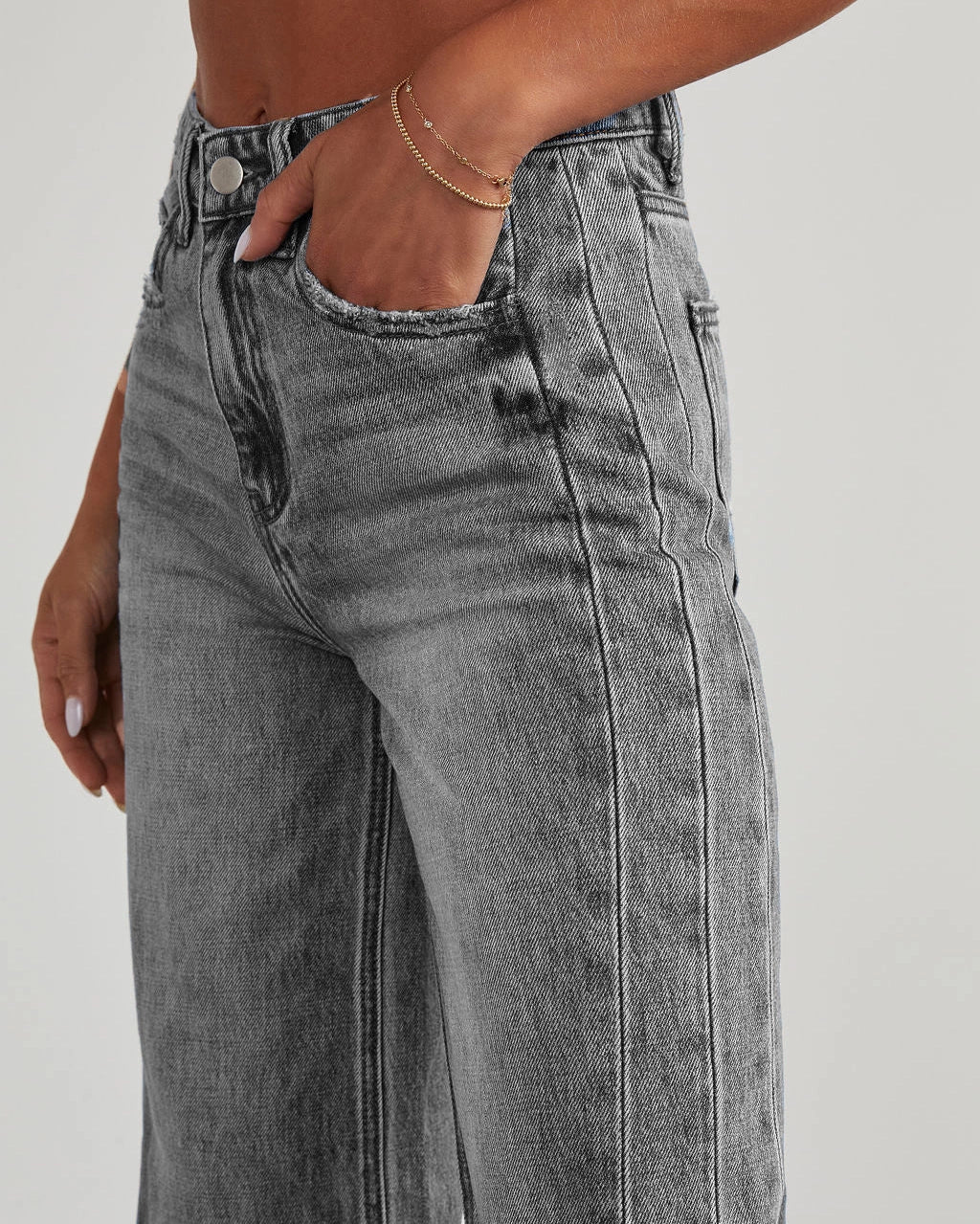 Wide leg Jeans Washed Gray denim