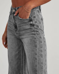 Wide leg Jeans Washed Gray denim