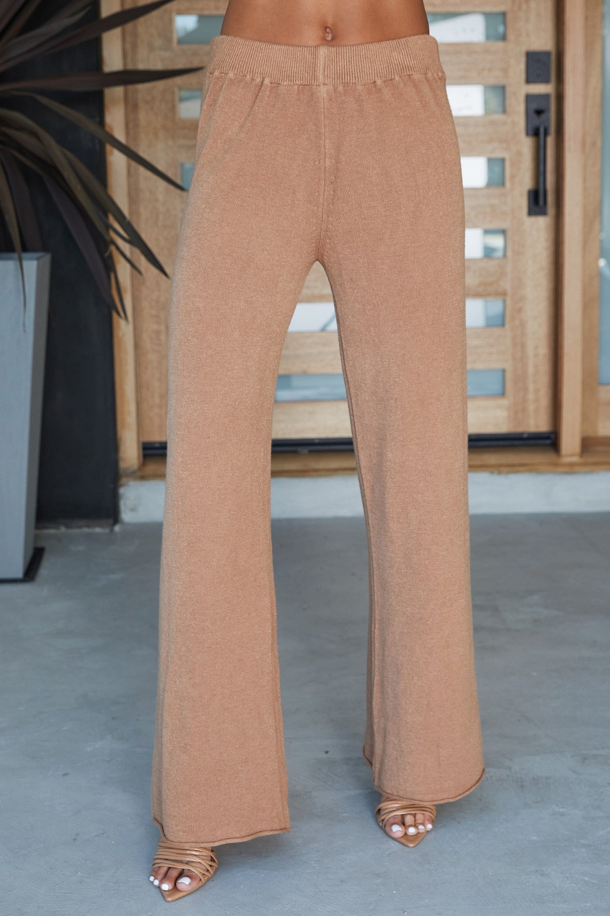 Asymmetrical Lounge Sweater Pants Set Camel