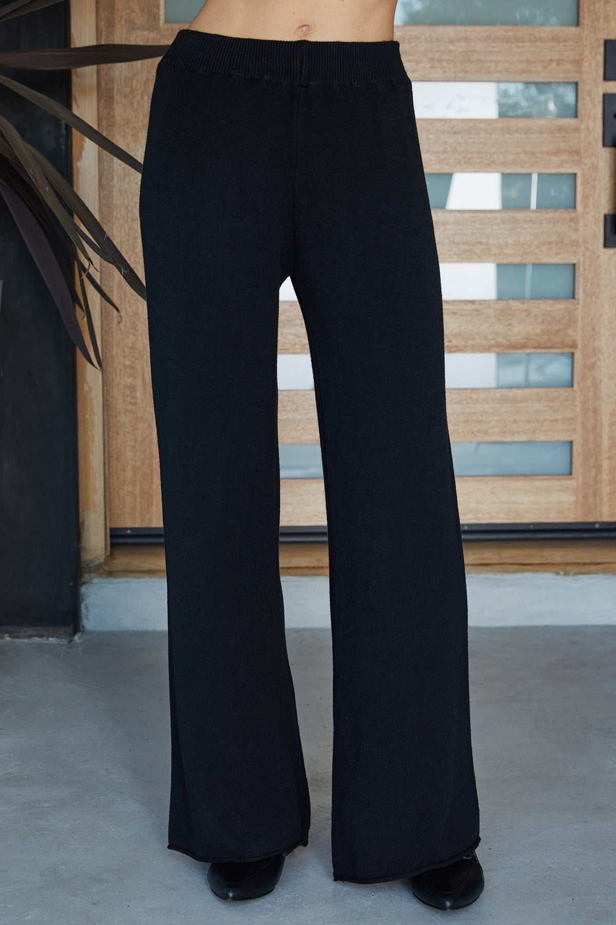 Asymmetrical Lounge Sweater-Pant Set Black