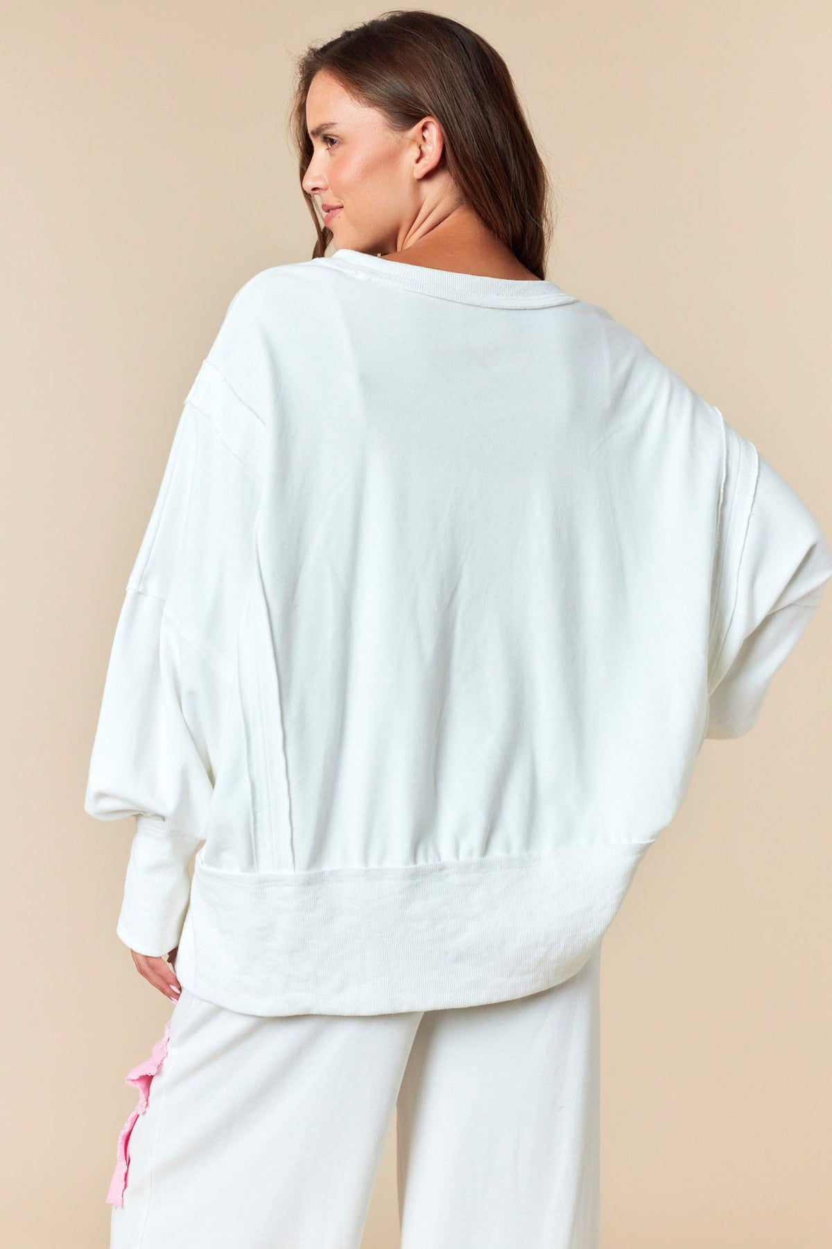 Jogger White With Oversized Pink Bows