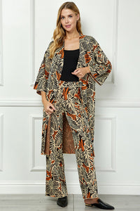 Jacquard Long sweater Cardigan & Pants Set