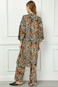 Jacquard Long sweater Cardigan & Pants Set