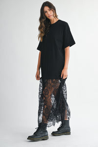 Sleeveless Tull Contrast Midi Dress Black