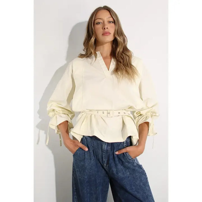 Back Fold Point Shirt, Vanilla Cream