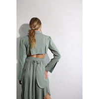 Pocket Crop Jacket & Pleated Dress , Mint