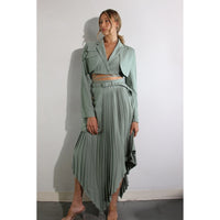 Pocket Crop Jacket & Pleated Dress , Mint