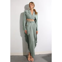 Pocket Crop Jacket & Pleated Dress , Mint