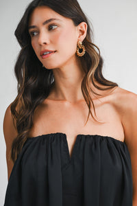 Satin Strapless Tube Top Black